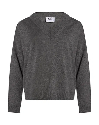 Alpha Studio Woman Sweater Gunmetal Size 8 Cashmere In Gray