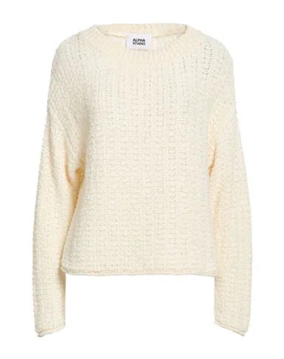 Alpha Studio Woman Sweater Ivory Size 10 Cotton, Polyamide In White