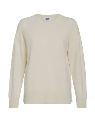 Alpha Studio Woman Sweater Ivory Size 10 Geelong Wool In Neutral