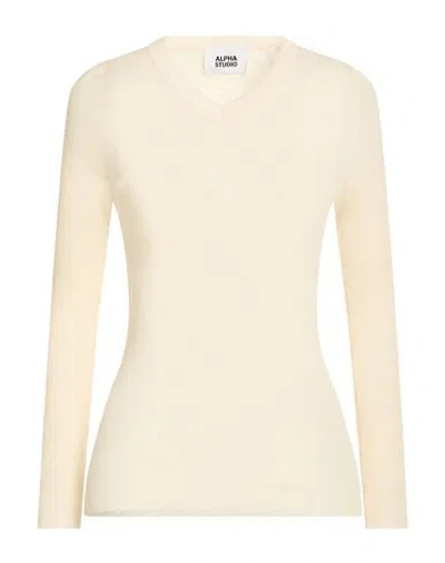 Alpha Studio Woman Sweater Ivory Size 10 Organic Cotton, Polyamide In White