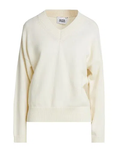 Alpha Studio Woman Sweater Ivory Size 6 Wool In Multi