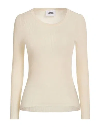 Alpha Studio Woman Sweater Ivory Size 8 Organic Cotton, Polyamide In Neutral