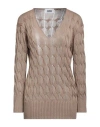 Alpha Studio Woman Sweater Khaki Size 10 Viscose, Polyester In Beige