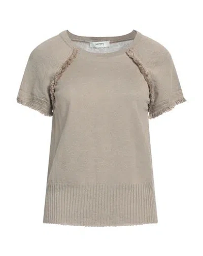 Alpha Studio Woman Sweater Khaki Size 4 Linen, Cotton In Beige