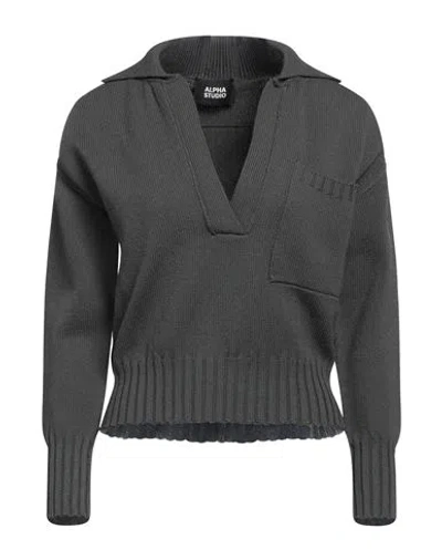 Alpha Studio Woman Sweater Lead Size 4 Wool, Polypropylene In Gray
