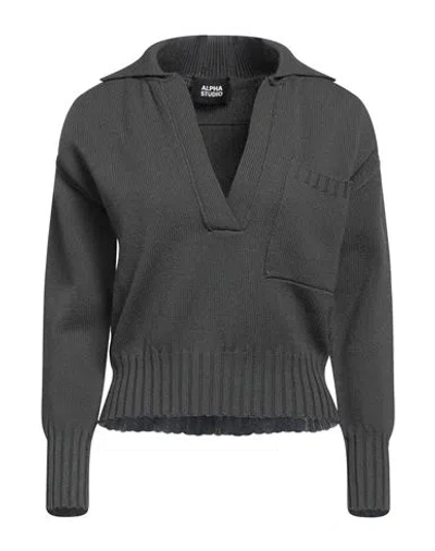 Alpha Studio Woman Sweater Lead Size 8 Wool, Polypropylene In Grey