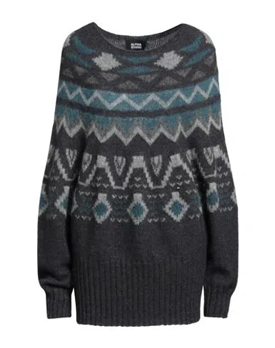 Alpha Studio Woman Sweater Lead Size 10 Alpaca Wool, Acrylic, Mohair Wool, Polyamide, Polyester In Grey
