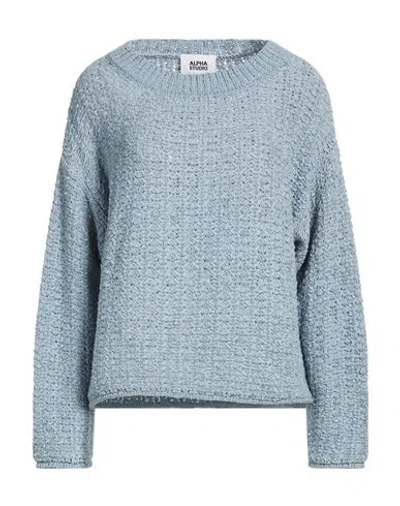 Alpha Studio Woman Sweater Light Blue Size 10 Cotton, Polyamide