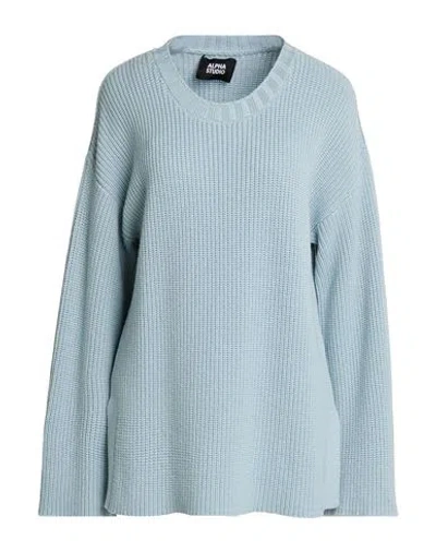 Alpha Studio Woman Sweater Light Blue Size 10 Merino Wool