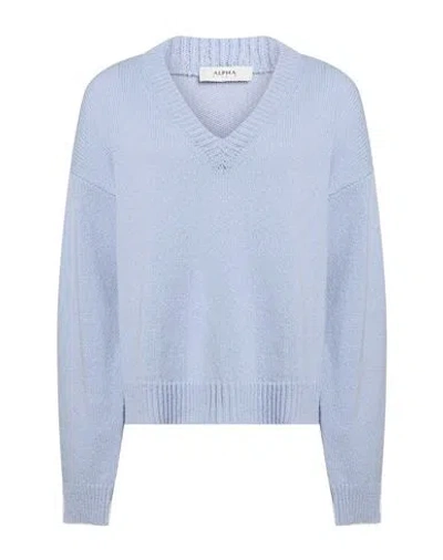 Alpha Studio Woman Sweater Light Blue Size 8 Merino Wool In Multi