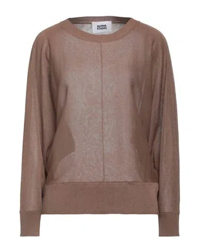 Alpha Studio Woman Sweater Light Brown Size 6 Viscose, Polyester