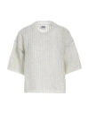Alpha Studio Woman Sweater Light Grey Size 8 Linen, Polyester, Metallic Fiber In Grey