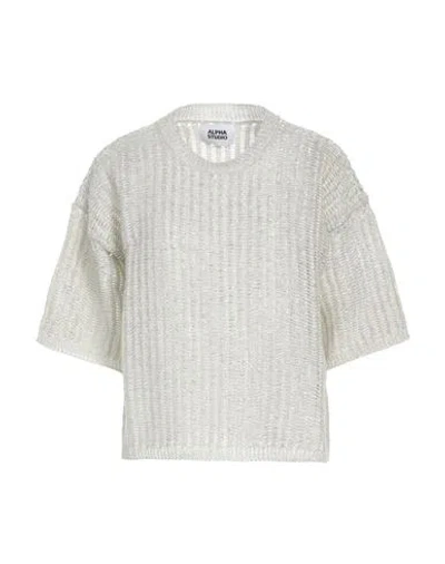 Alpha Studio Woman Sweater Light Grey Size 8 Linen, Polyester, Metallic Fiber