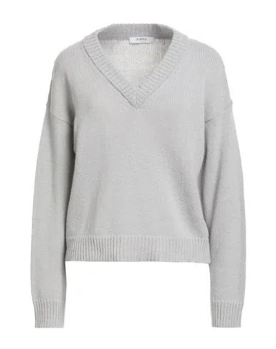 Alpha Studio Woman Sweater Light Grey Size 8 Merino Wool