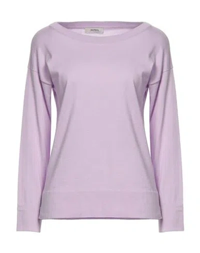 Alpha Studio Woman Sweater Lilac Size 8 Cotton In Purple