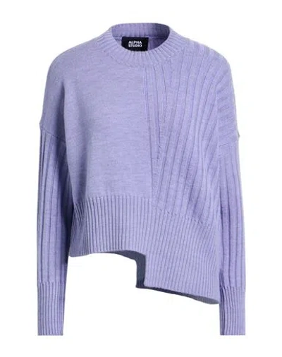 Alpha Studio Woman Sweater Lilac Size 6 Merino Wool In Multi