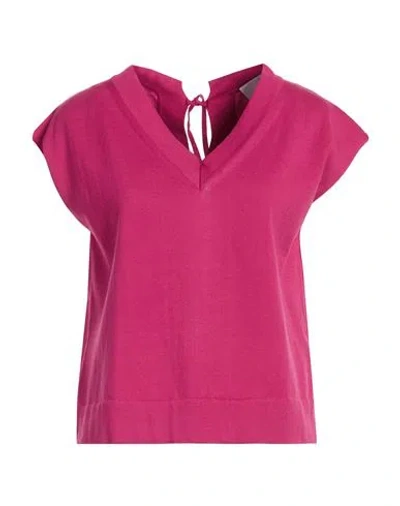 Alpha Studio Woman Sweater Magenta Size 10 Cotton In Pink