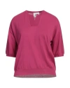 Alpha Studio Woman Sweater Magenta Size 12 Cotton In Magenta