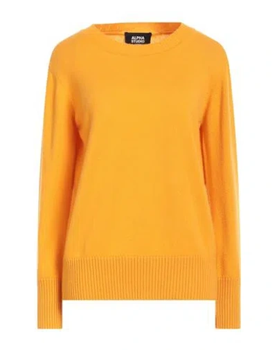 Alpha Studio Woman Sweater Mandarin Size 10 Cashmere In Yellow