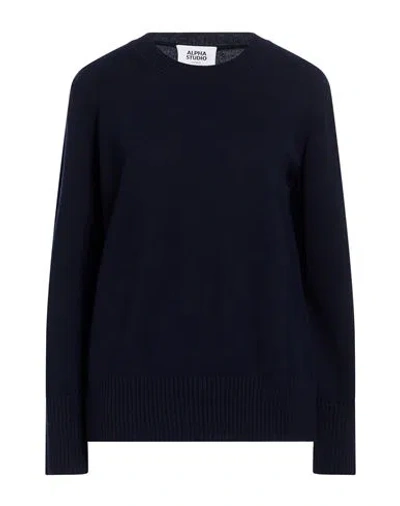 Alpha Studio Woman Sweater Midnight Blue Size 10 Cashmere