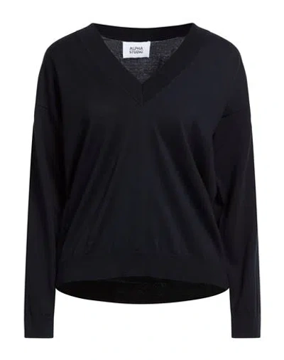 Alpha Studio Woman Sweater Midnight Blue Size 10 Cotton