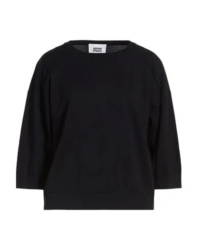 Alpha Studio Woman Sweater Midnight Blue Size 10 Cotton