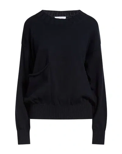 Alpha Studio Woman Sweater Midnight Blue Size 10 Cotton In Black