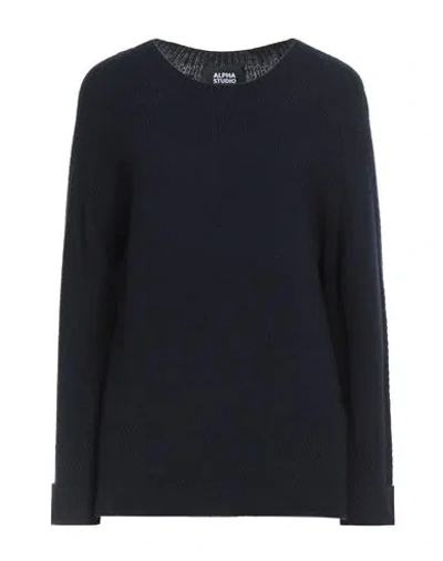 Alpha Studio Woman Sweater Midnight Blue Size 14 Wool, Viscose, Polyamide, Cashmere In Black