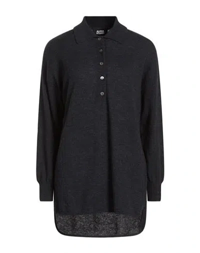 Alpha Studio Woman Sweater Midnight Blue Size 6 Baby Alpaca Wool, Recycled Polyamide, Polyamide In Black
