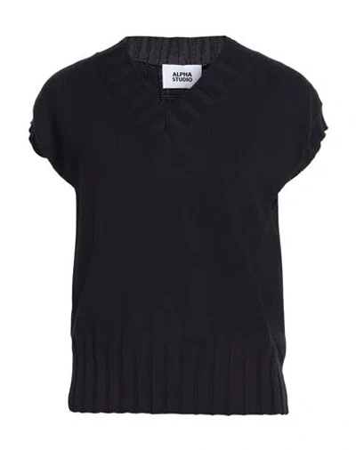 Alpha Studio Woman Sweater Midnight Blue Size 6 Cotton