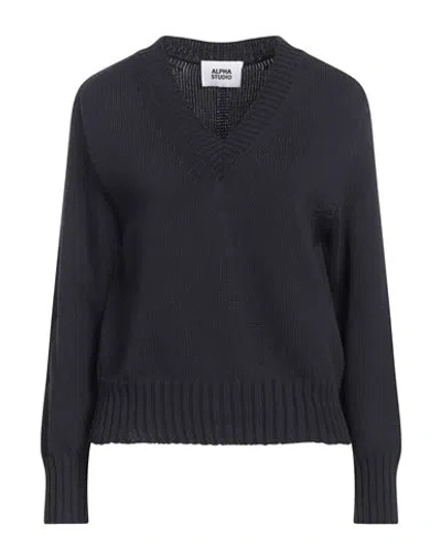 Alpha Studio Woman Sweater Midnight Blue Size 6 Cotton, Polyamide