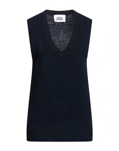 Alpha Studio Woman Sweater Midnight Blue Size 8 Virgin Wool, Polyamide, Merino Wool