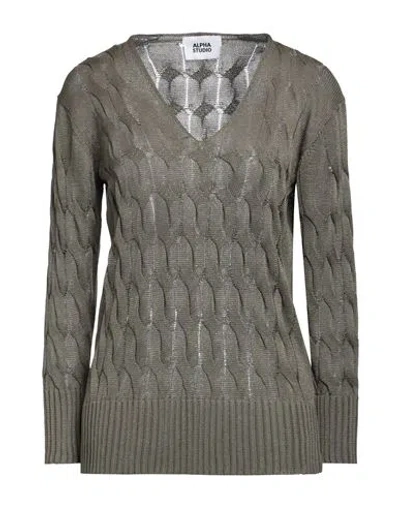 Alpha Studio Woman Sweater Military Green Size 12 Viscose, Polyester