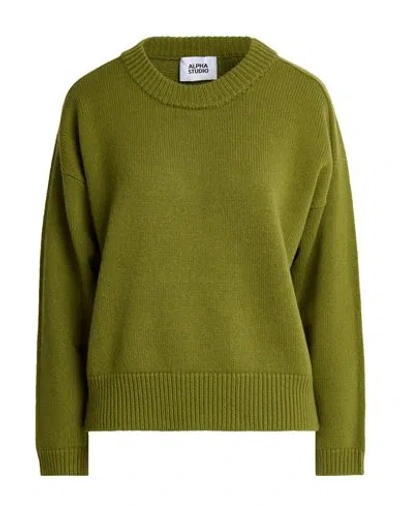 Alpha Studio Woman Sweater Military Green Size 4 Wool