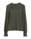 Alpha Studio Woman Sweater Military Green Size 8 Merino Wool In Green
