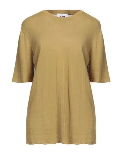 Alpha Studio Woman Sweater Mustard Size 4 Linen, Cotton In Yellow