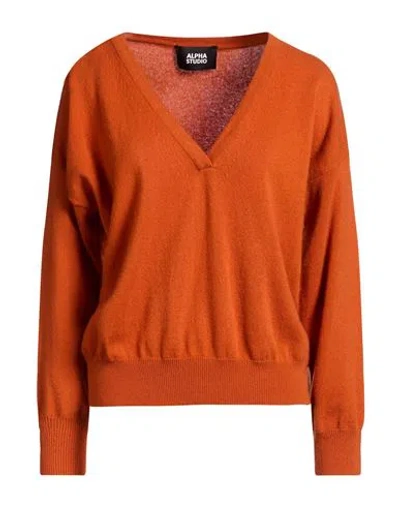 Alpha Studio Woman Sweater Orange Size 8 Cashmere