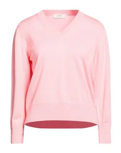 Alpha Studio Woman Sweater Pink Size 8 Merino Wool