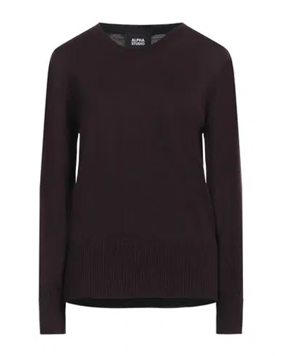 Alpha Studio Woman Sweater Plum Size 6 Merino Wool In Purple
