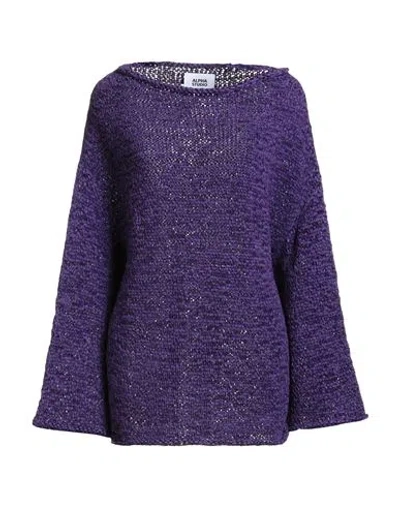Alpha Studio Woman Sweater Purple Size 10 Polyester, Polyamide