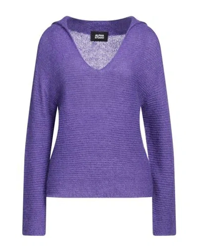 Alpha Studio Woman Sweater Purple Size 6 Polyamide, Mohair Wool, Wool