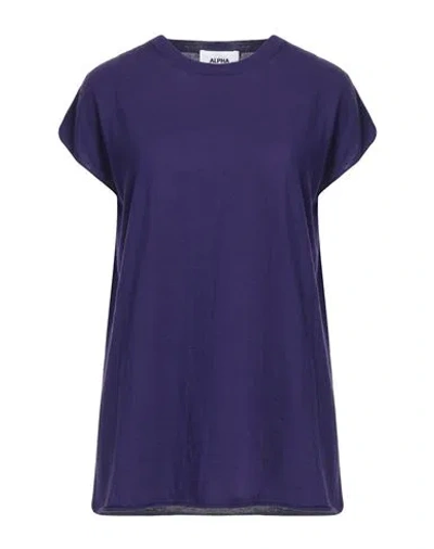 Alpha Studio Woman Sweater Purple Size 8 Cotton