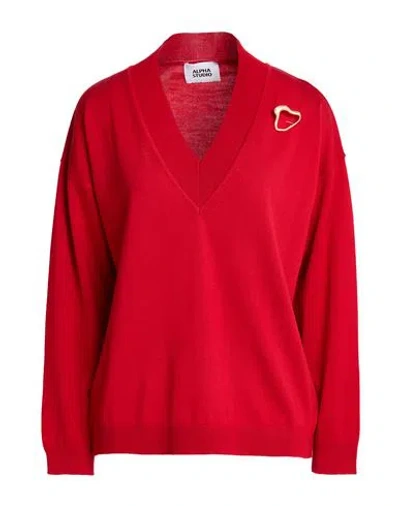 Alpha Studio Woman Sweater Red Size 10 Merino Wool