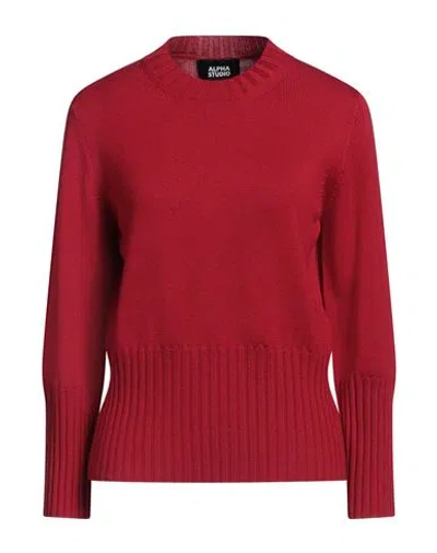 Alpha Studio Woman Sweater Red Size 10 Merino Wool
