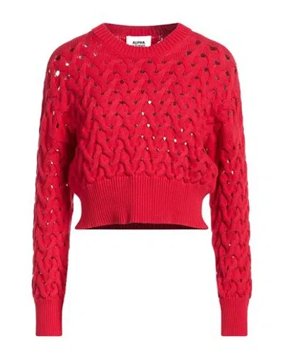 Alpha Studio Woman Sweater Red Size 8 Cotton, Polyamide