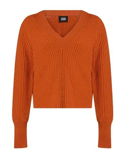 Alpha Studio Woman Sweater Rust Size 10 Wool, Cashmere In Orange