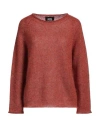 Alpha Studio Woman Sweater Rust Size 8 Mohair Wool, Polyamide In Red
