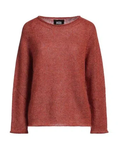 Alpha Studio Woman Sweater Rust Size 8 Mohair Wool, Polyamide In Red