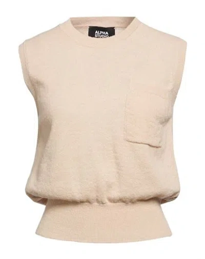 Alpha Studio Woman Sweater Sand Size 6 Alpaca Wool, Recycled Polyamide, Polyamide In Neutral