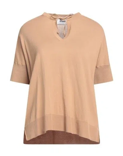 Alpha Studio Woman Sweater Sand Size 8 Cotton In Beige